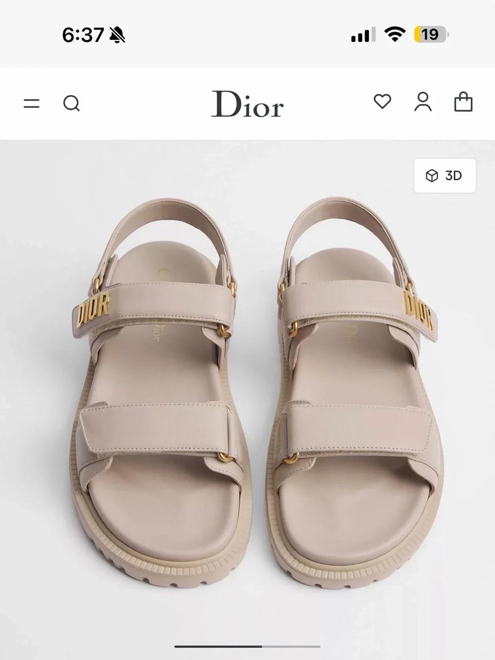 Dior Beige Leather Logo Strap Sandals with Gold Hardware